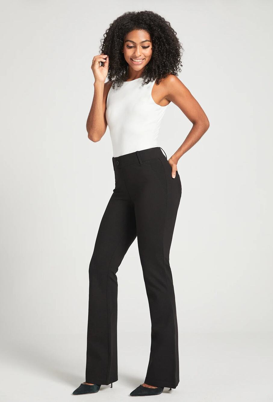 Betabrand DPYP Dress Pant Yoga Pants Black Straight Leg Womens XS Comfort